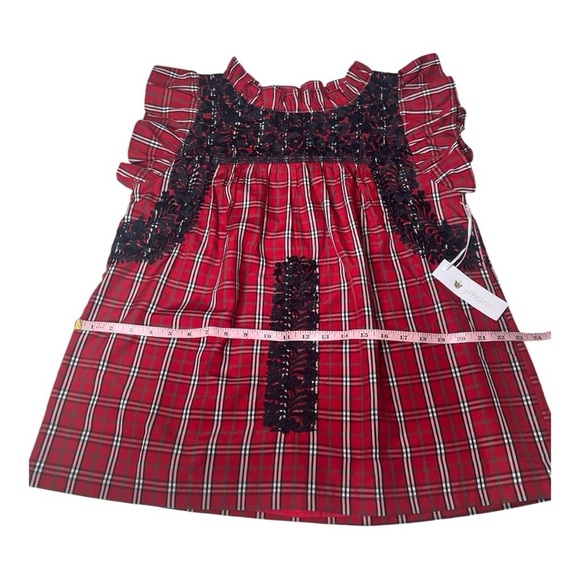 J. Marie Red Tartan Rayna Plaid Ruffle Neck Embroidery Top NEW Size M Holidays - Picture 8 of 12